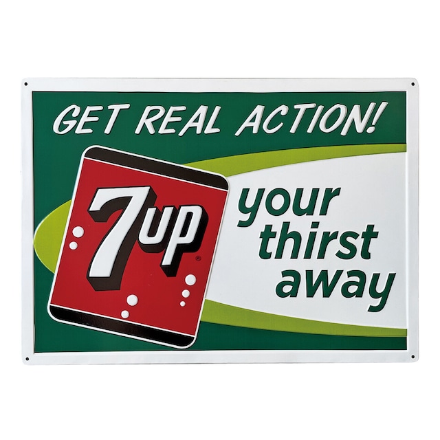 エンボス看板【7UP-GET REAL ACTION!】セブンアップ プレート サイン アメリカン雑貨 ¥3